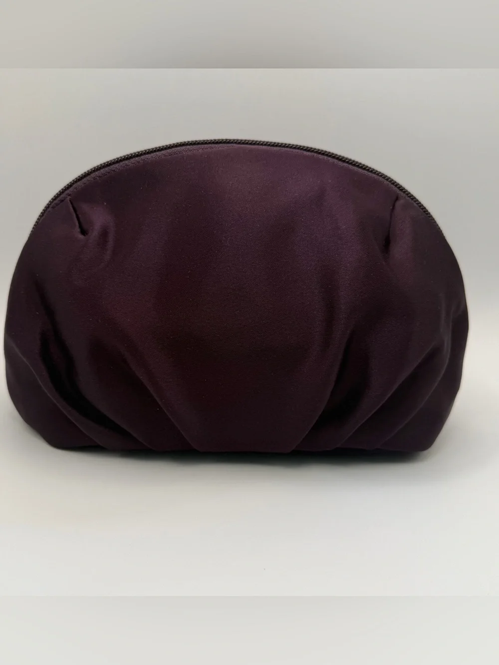 Lancome Plum Curved Satin Zip Pouch